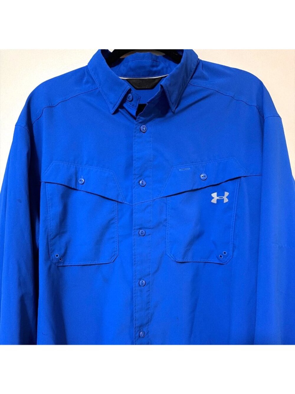Under Armour Mens Long Sleeve Button-Up Shirt Royal Blue Size XL - Picture 2 of 7